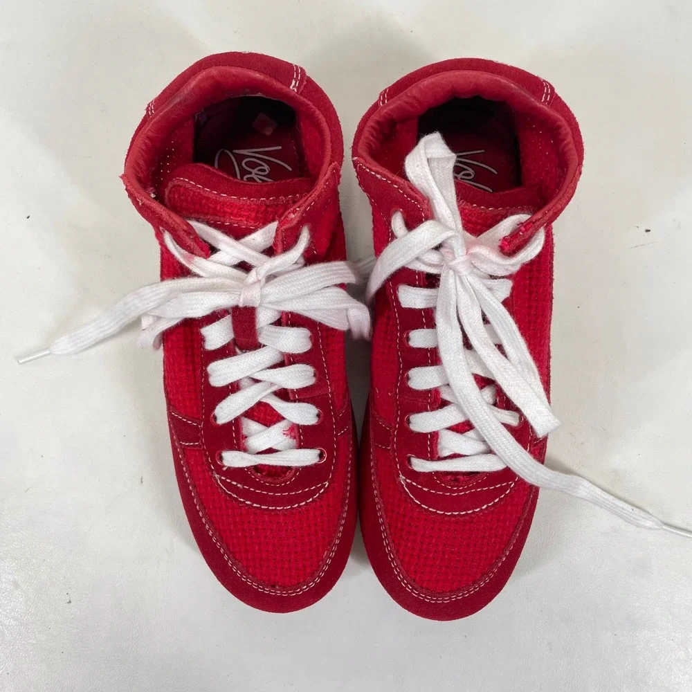 Volatile Womens Red Leather Mid Top Lace Up Sneakers Size 6.5 Y2K Vintage